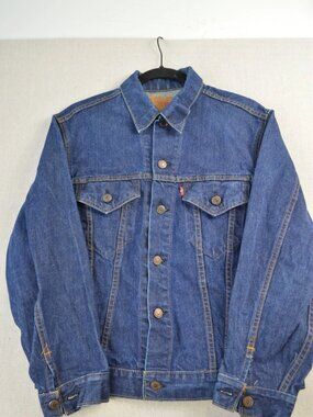 Vintage 70s Levi's Type III Mens Blue Trucker Jacket Button Front Size 40